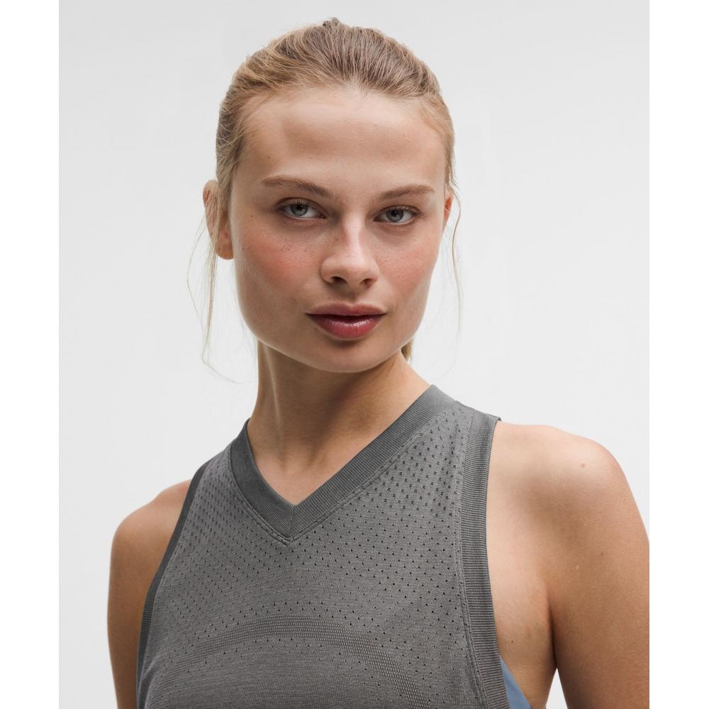 Lululemon Swiftly Open Hole V Neck Tank Top Onyx Grey
