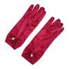 Women Elegant Satin Short Mittens Faux Pearl Pendant Decoration Solid Color Etiquette Gloves Dinner Party Opera Wedding Stage Performance