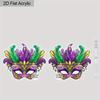 2D Mardi Gras Carnival Festival Mask Pattern Ear Jewelry Dangle Earring Daily Outfits Party Accessories Perfect Gift for Family/ Friends
