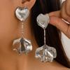 PuRui Gold Color Flower Long Drop Earrings For Women Elegant Zircon Girls Korean Style Dangle Earrings New In Party Accessories