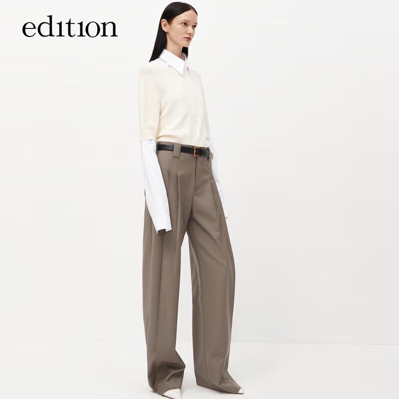 Women's Spliced Knitted Vest & Long-Sleeve Shirt Set