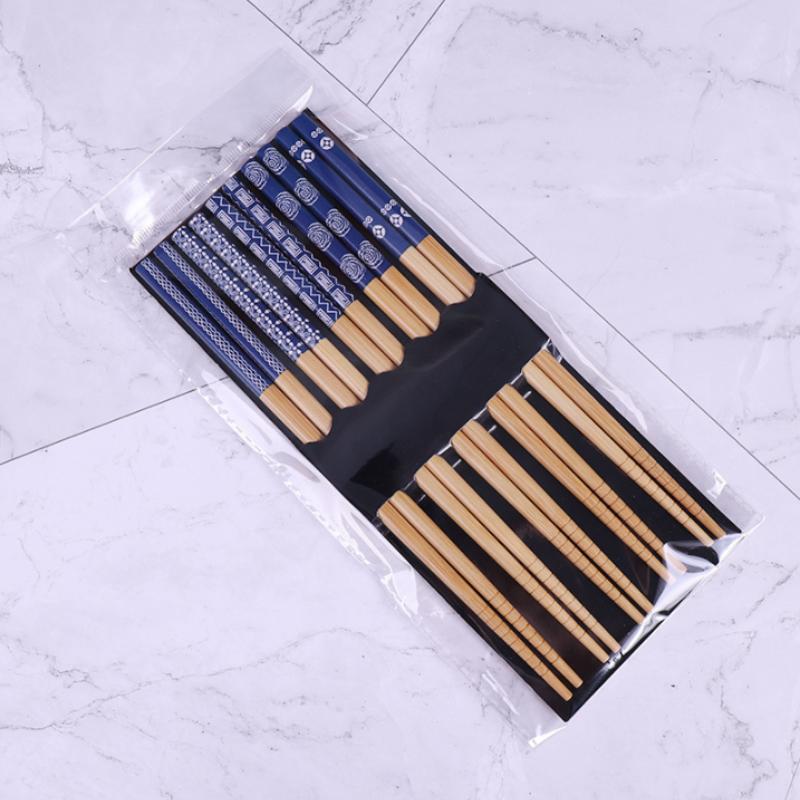 1set Bamboo Pointed Chopsticks Japanese Style Reusable Set Sushi Food Home Utensils синий