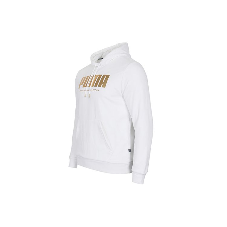 Puma Logo Print Casual Sports Hoodie Pullover Men Hoodies White 581765-02
