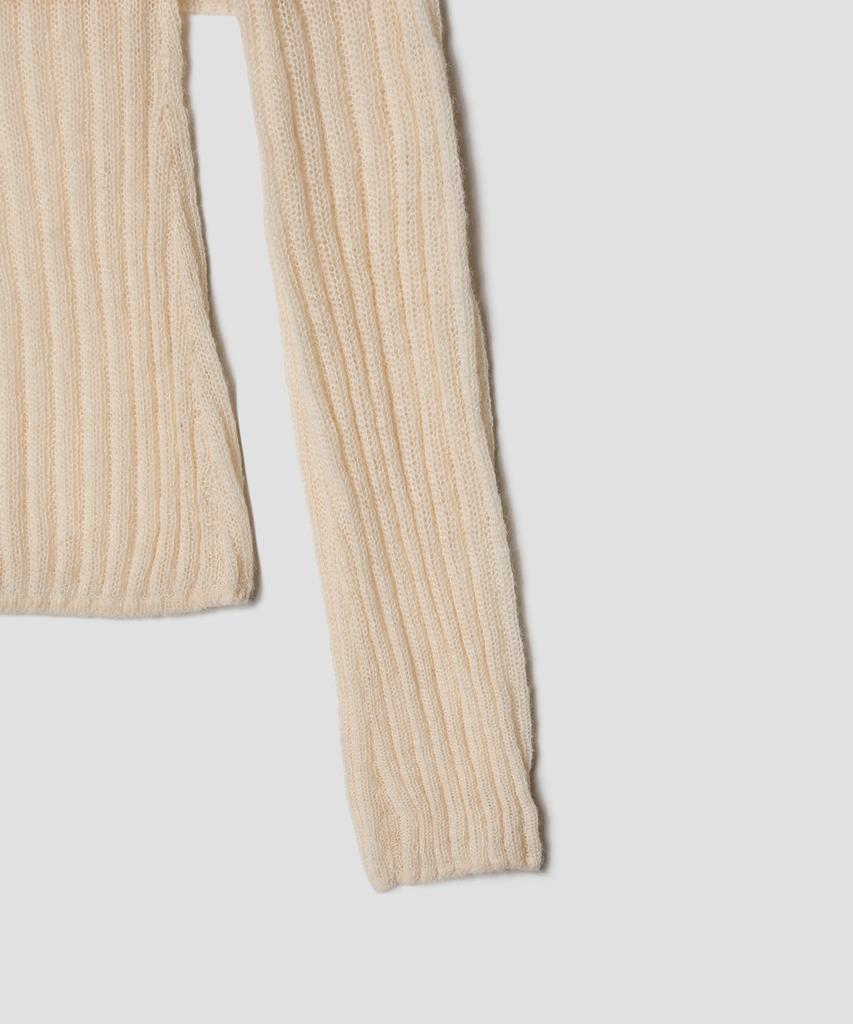 TTUDEMENT Shawl Ribbed Sweater Cream