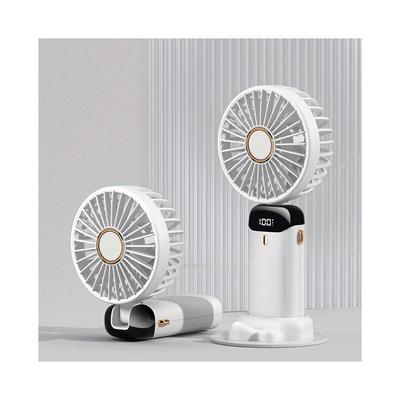 (Hvid) 1 stk Genopladelig Håndholdt Miniventilator med 5 Hastigheder og LED-display