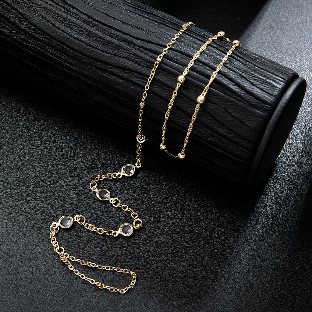 2 Fashionable and Minimalist Glass Buckle Chains, Toe Chains, Multi-layer Layered and Sexy Women's Beach Ankle Chains