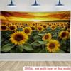 2D Flat 1pc Sunflower Field Sunset Tapestry Golden Flowers Sky Horizon Wall Hanging Farmhouse Style Home Decor