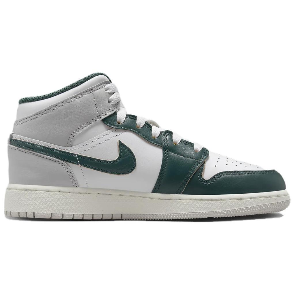 Jordan AJ1 Mid SE Oxidized Green Leather Youth White Sail Neutral Grey Oxidized Green FQ8088-103