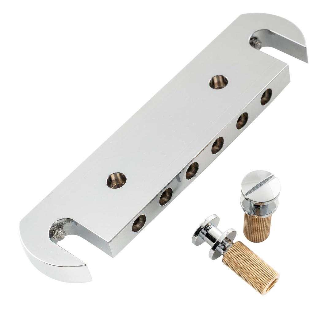Musiclily Ultra 10.4mm Brass Guitar Wraparound Bridge Tailpiece for Electric Guitars, Made In USA, Nickel