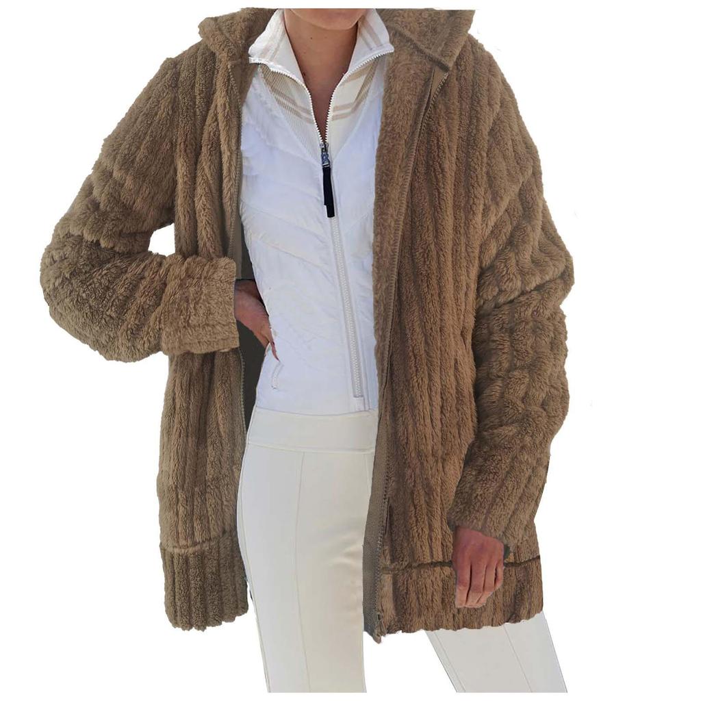Übergröße Damen Freizeitjacke mit Kapuze Reißverschluss Einfarbig Jacke Beste Wahl für Herbst und Winter
