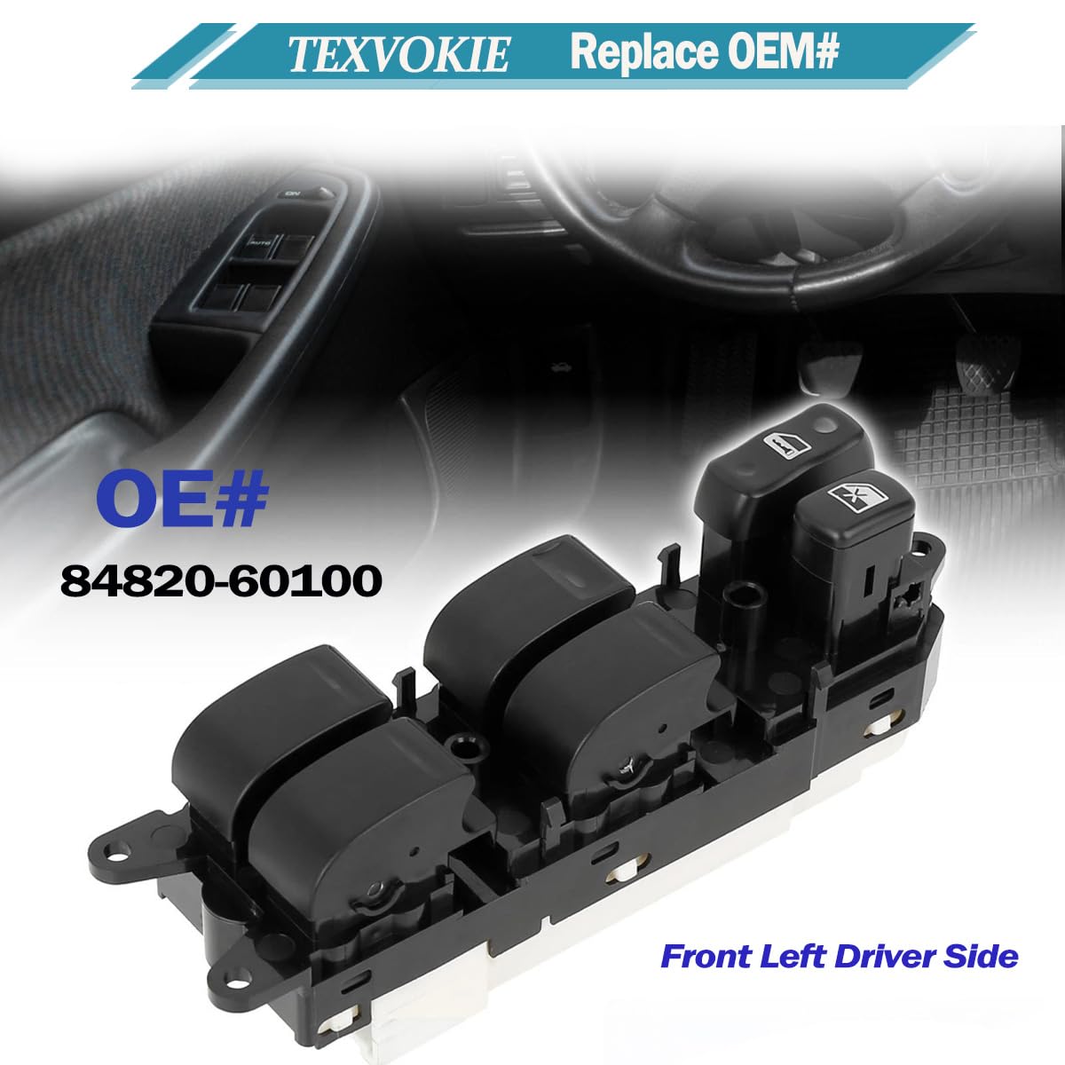 84820-60100 Power Window Switch Controller, Front Left Driver Side Button Switch, Fit for Lexus LX470 1998-2002, for Toyota Land Cruiser 2001 2002