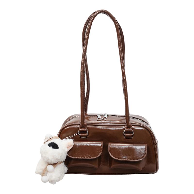 

New Design Oil Wax PU Leather Women Shoulder Bag Cute Handbag Y2K Aesthetic Teen Girls Tote Bags for Daily