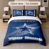 Custom Bedding Set Dallas Cowboys Pattern, Print Name Text 1 Duvet Cover plus 2 Pillowcases Home Textile
