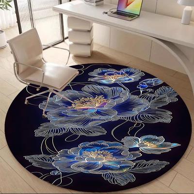1pc Floral Design Office Round Area Rug, Indoor Mat Suitable ForOffice, Under Office Chairs Bedroom Living Room Home Decor, Room Deco  D094