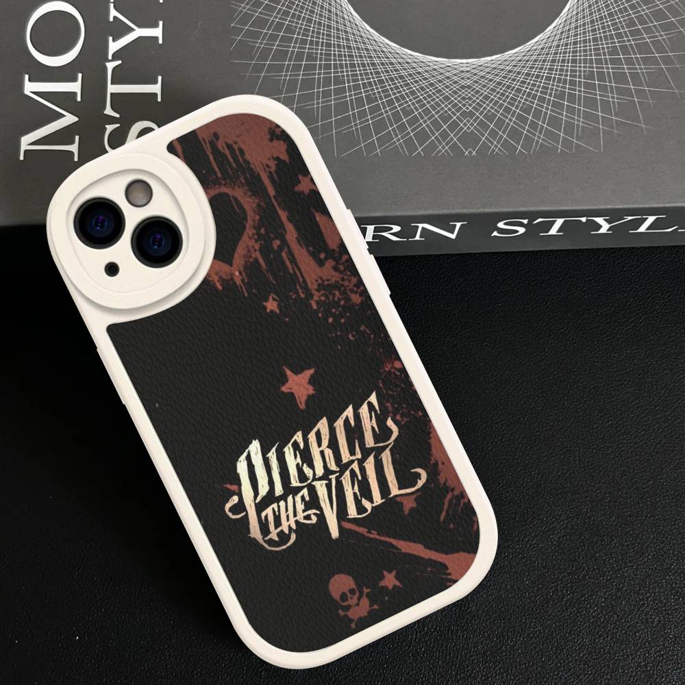 

P-Pierce The Veil Band Phone Case For iPhone 16 15 14 13 12 11 Pro Max Plus Leather Shockproof Cover iPhone 14