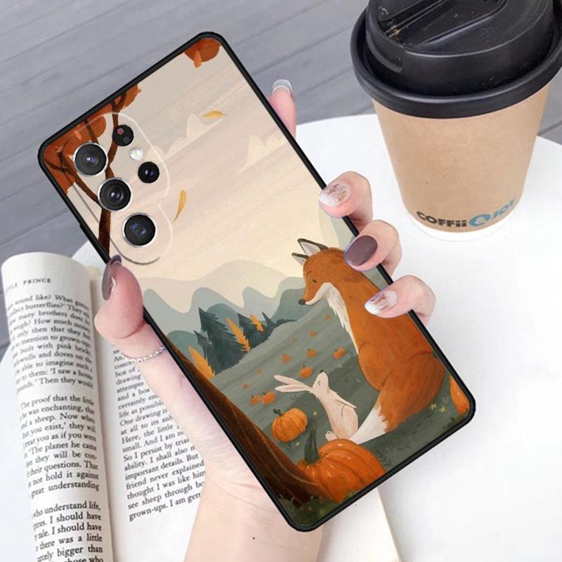 Autumn Leaves Fall Fox phone case Cover For Samsung Galaxy S24 S25 Ultra S21 S22 Ultra S10E Note 10 Plus Note 20 FE S23