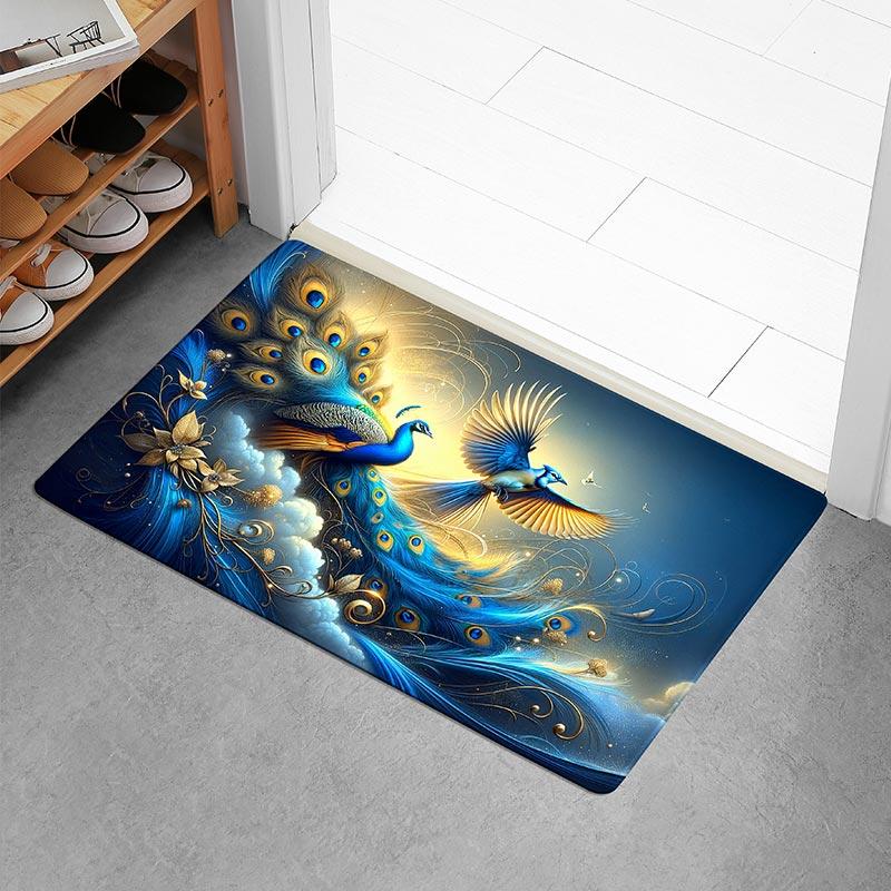 

Входной коврик с павлином Изысканный коврик с павлиньим узором Коврик для ванной комнаты Мультяшная тема с животными Пол в ванной комнате Interio 40cmx60cm