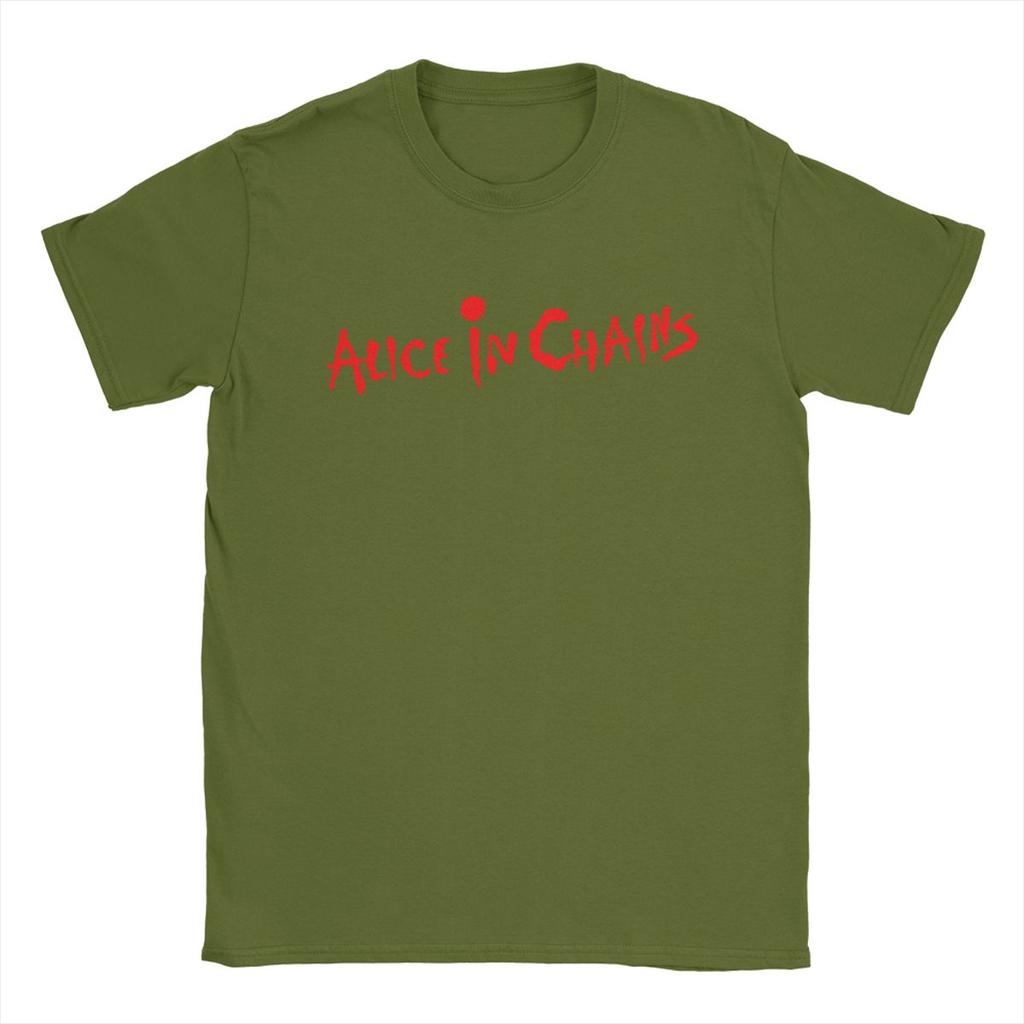 Men's Alice In Chains Logo T Shirts Pure Cotton Tops Crazy Short Sleeve Crew Neck Tees Classic T-Shirts