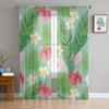 Tropical Plant Leaves Hibiscus Tulle Curtains Living Room Bedroom Decoration Transparent Chiffon Voile Window Curtain Sheer Polyester Great Treatment