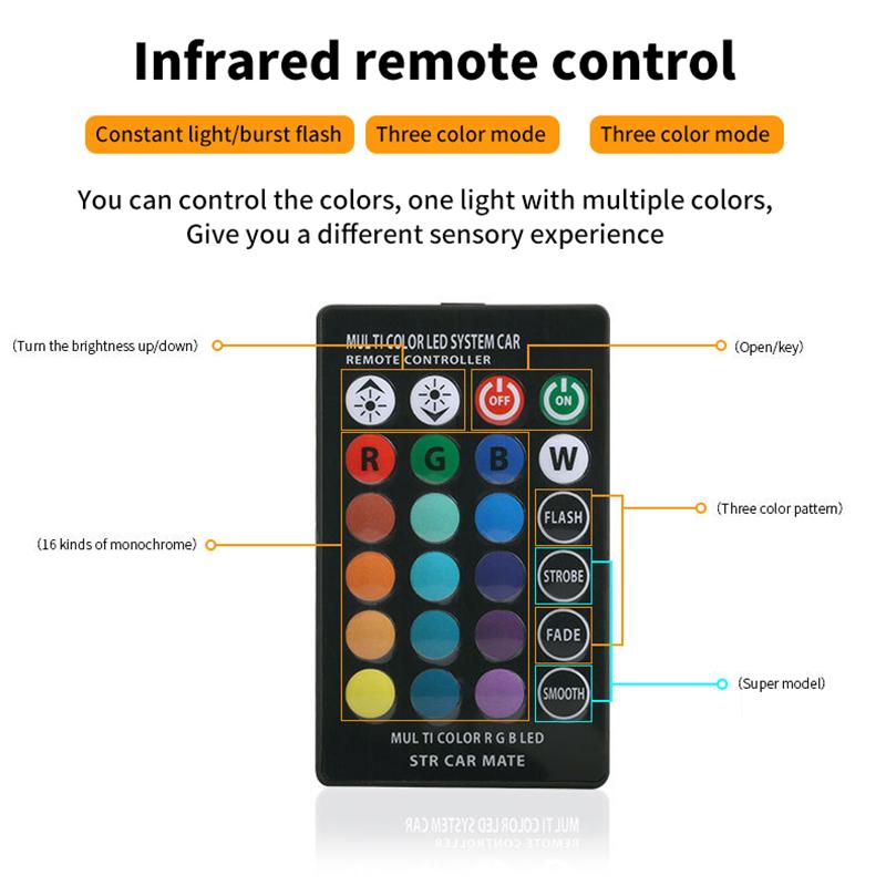 2/4Pcs  T10 Silicone 5050-6Smd Remote Control Reading Light Rgb Colorful License Plate Mini Lamp For Car/Motorcycle