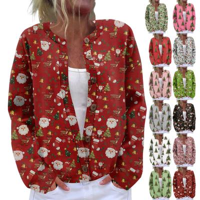 Women's  Cardigan Long Sleeve Lightweight Fun Christmas Print Jacket