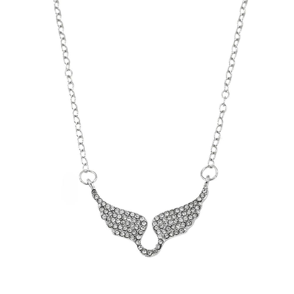 

Sparkling Angel Wings Rhinestone Pendant Necklace Women s Fashion Simple Charm Jewelry Perfect Gift for Birthday & Valentine s срібний