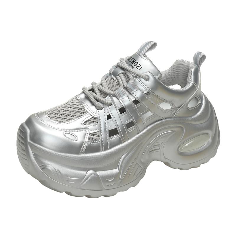 Fashion 7CM Women Breathable Mesh Sports Sneakers Summer Casual Shoes Wedge Heels Comfortable Casual Footwear Hollow out Leather Sandals