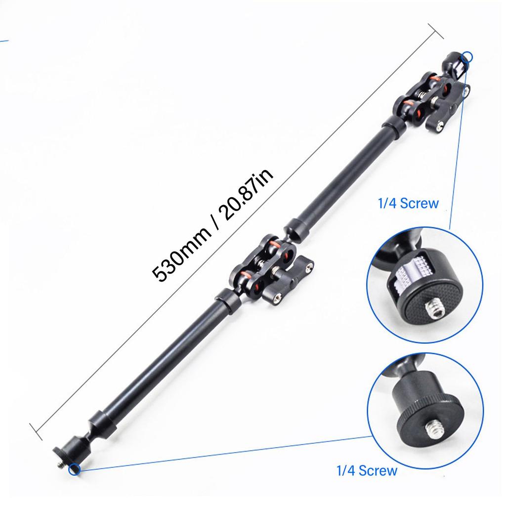 Camera Mount Adjustable Arm 530mm Double Section Extension Metal Articulated Arm Stand