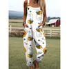 VIONA Damen Ärmelloser Jumpsuit Sommer Boho Floral Weites Bein Lange Hose Strampler Damen Träger Große Größen Freizeit Locker Latzhose