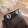 ZAKOL Classic Simple Round Zircon Stud Earrings for Women Men Shiny Blue Yellow AAA CZ Earring Exquisite Zircon Gift Wholesale