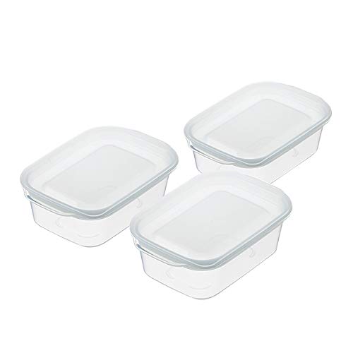 Inomata Chemical Easy Pack Storage Containers, Square, 180ml, Clear White, Set of 3 (1840) | Food Containers, Food Storage, Plastic Containers, Canist
