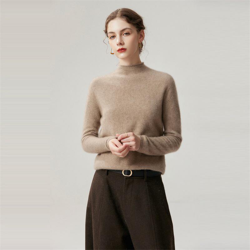Lekasha Women's Cashmere Rolled Hem Turtleneck Sweater