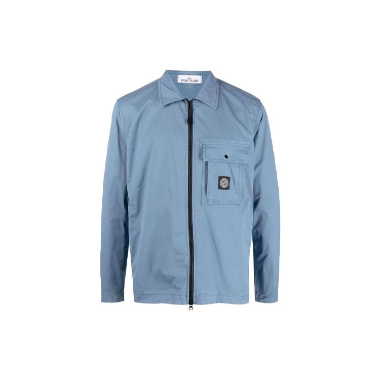 

Stone Island Ss22 Compass Solid Color Pocket Zip Jacket Men jackets Fog-Blue 761510419-V0046 M