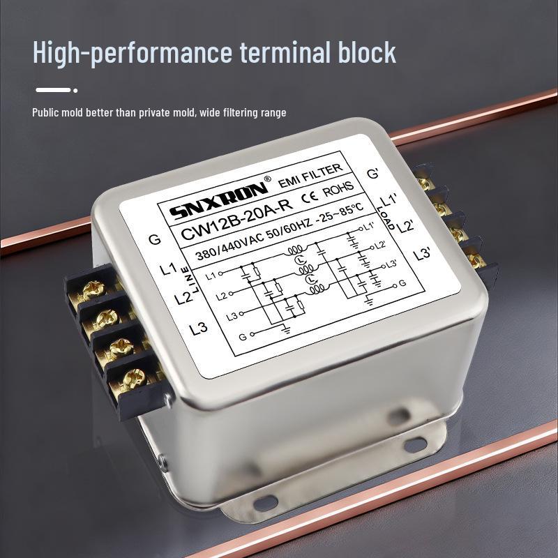 EMI 3-Phase 380V AC Filter CW12B Series with Rail-Mount Interference Purification