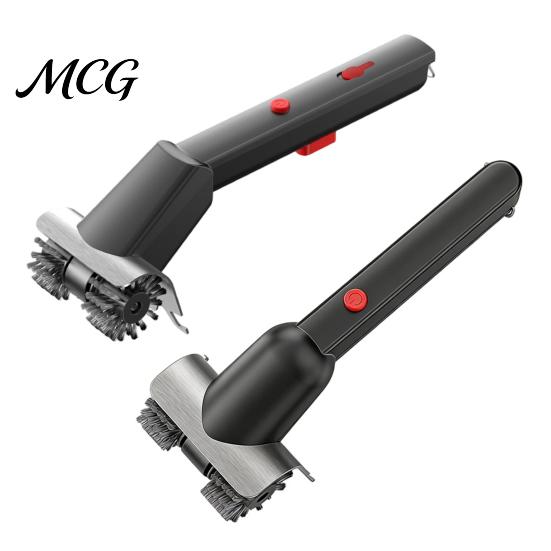 Grease Removal Grill Brush Electric with Dual Rotating Heads And Built-in LED Light, Cordless BBQ Outdoor Cleaning Tool Cleaner Water Mist Spray,