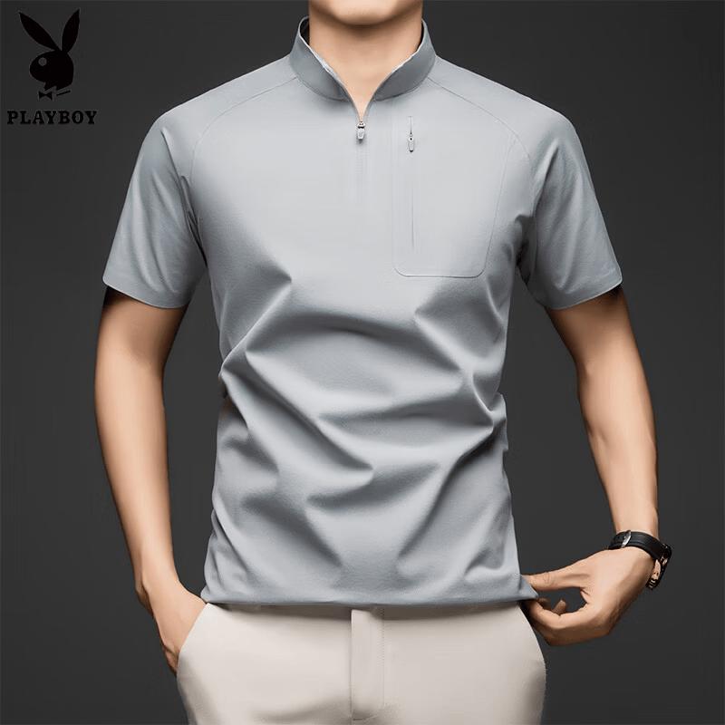 PLAYBOY Men s Summer Half-Zip Polo Shirt XL