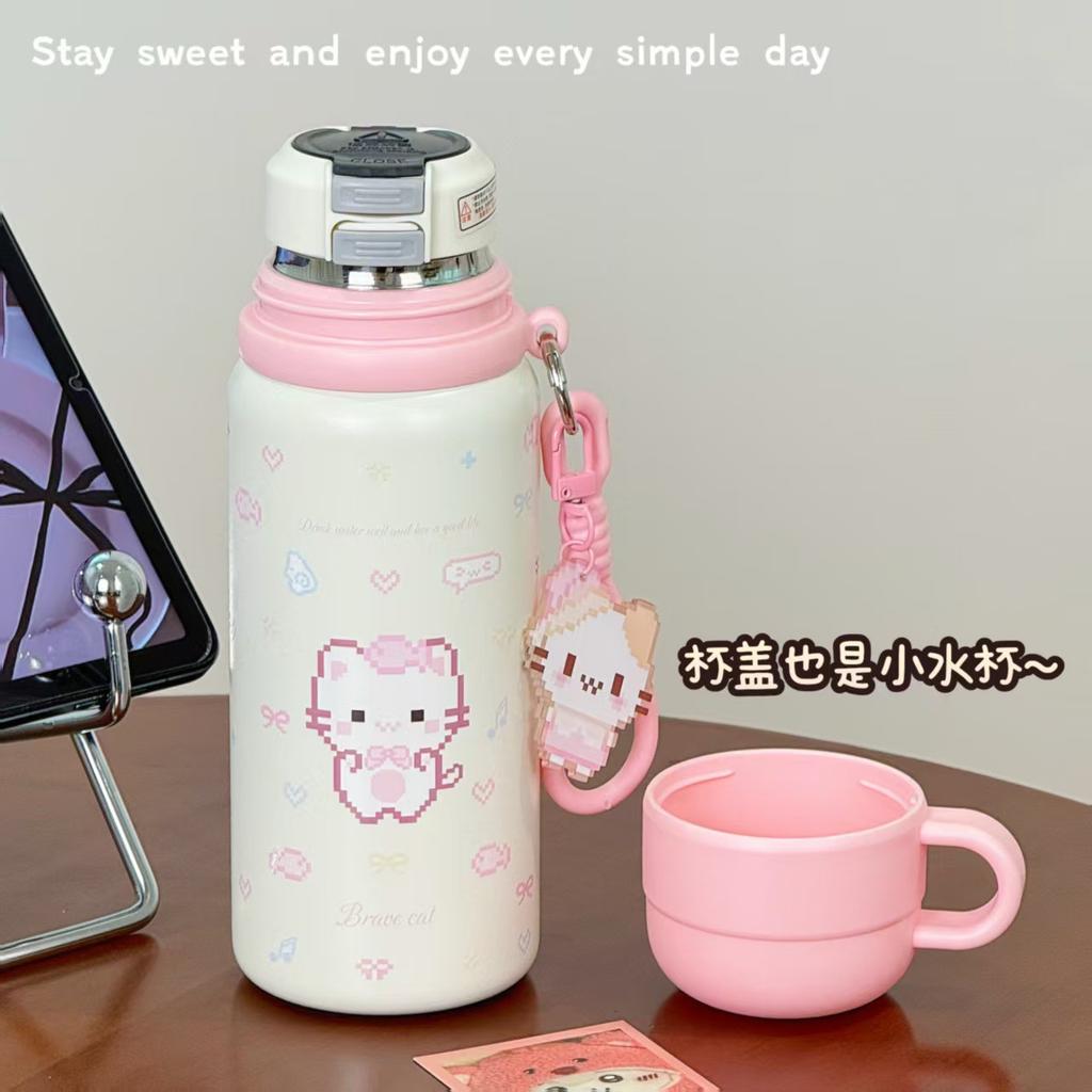 Original Large-capacity Cup, Three-drink Thermos Cup, Special Straw Thermos Cup for Girls and High-value Students To Go To School