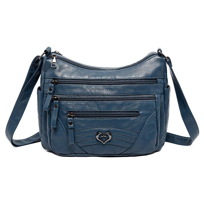 New Women's Soft Leather Medium Mother Large-capacity Messenger Bag Multi-pocket Casual Shoulder Bag