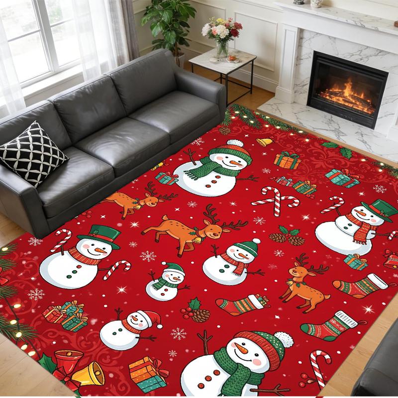 Christmas Printed Square Area Rug Soft Non Slip Floor Carpet For Bedroom Holiday Gift