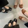 Korean Version of Flat Shoes Soft Leather Ballet Shoes Soft Sole Versatile Shallow Mouth Flat Heel Grandma Shoes One Pedal Small Leather Shoes Bow