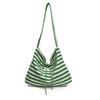 Striped Canvas Bag Lazy Wind Tote Bag Student Large Capacity Casual Shoulder Bag