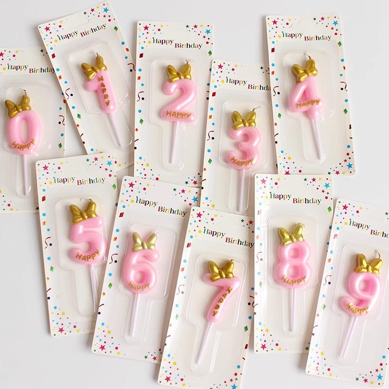 Golden Number Candles 0-9 Cake Decorations for Birthday Parties