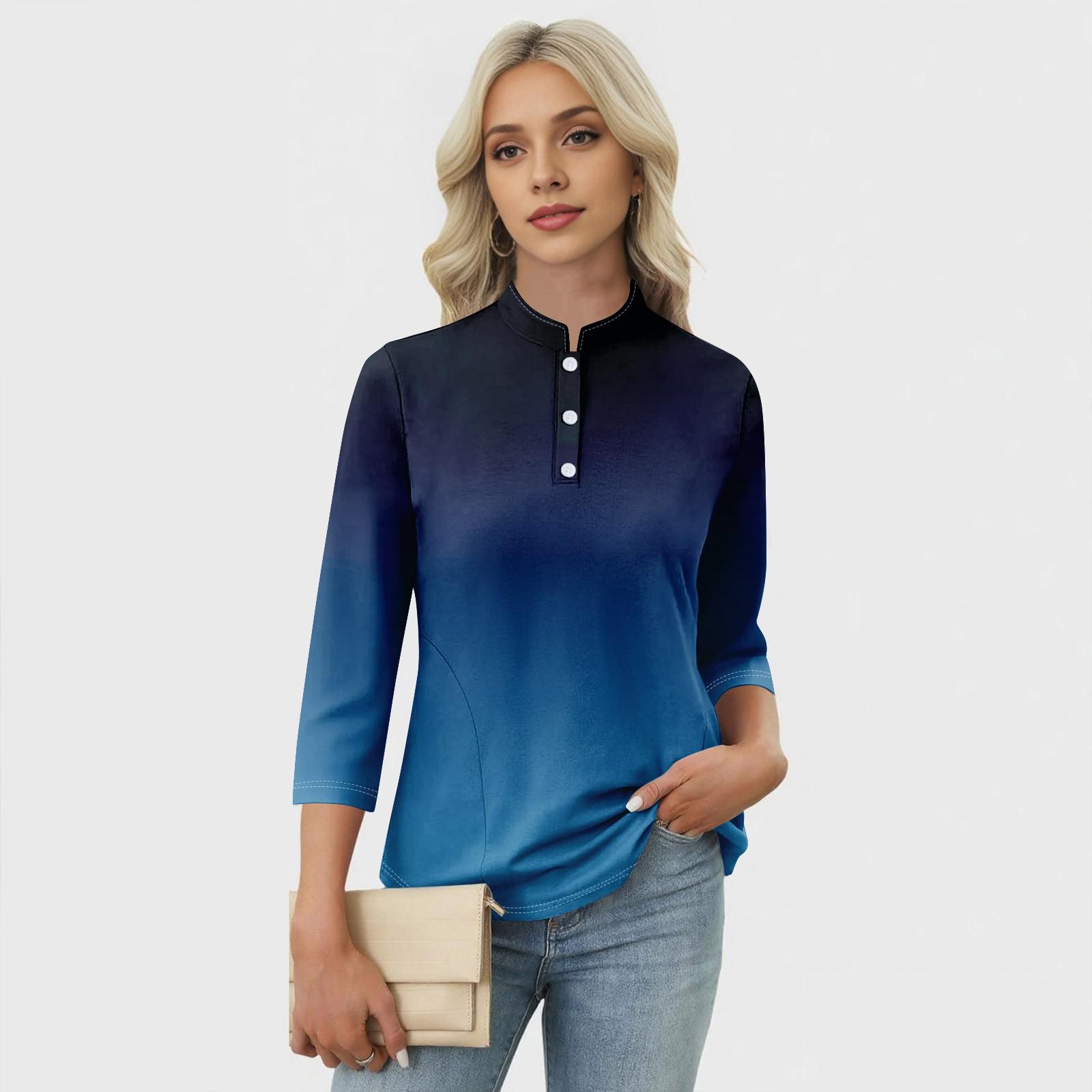 Женский повседневный топ с V-образным вырезом, рукавом 4/3 и декоративными пуговицами S