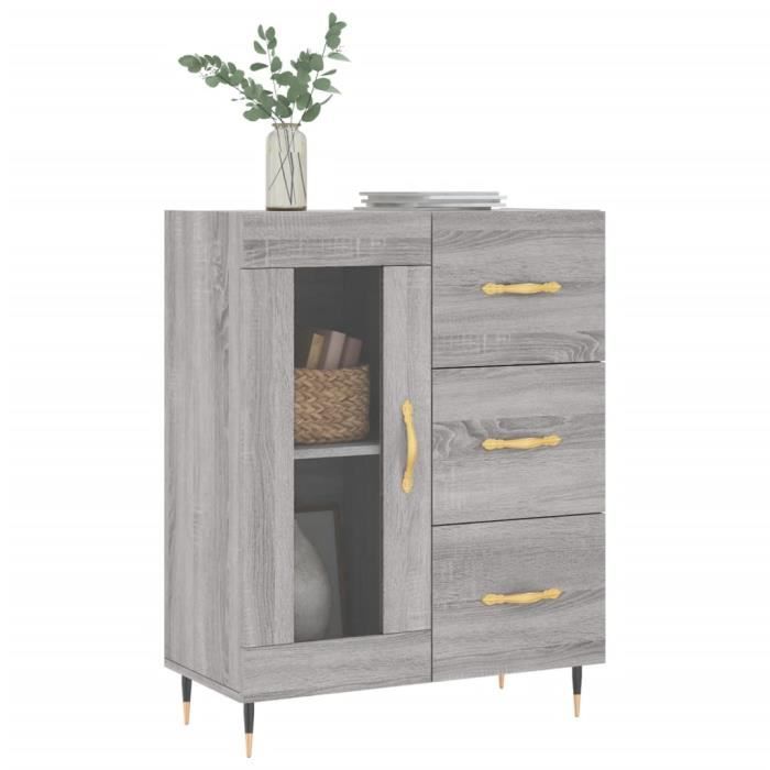 VidaXL Buffet sonoma gris 69,5x34x90 cm bois d'ingénierie 828026