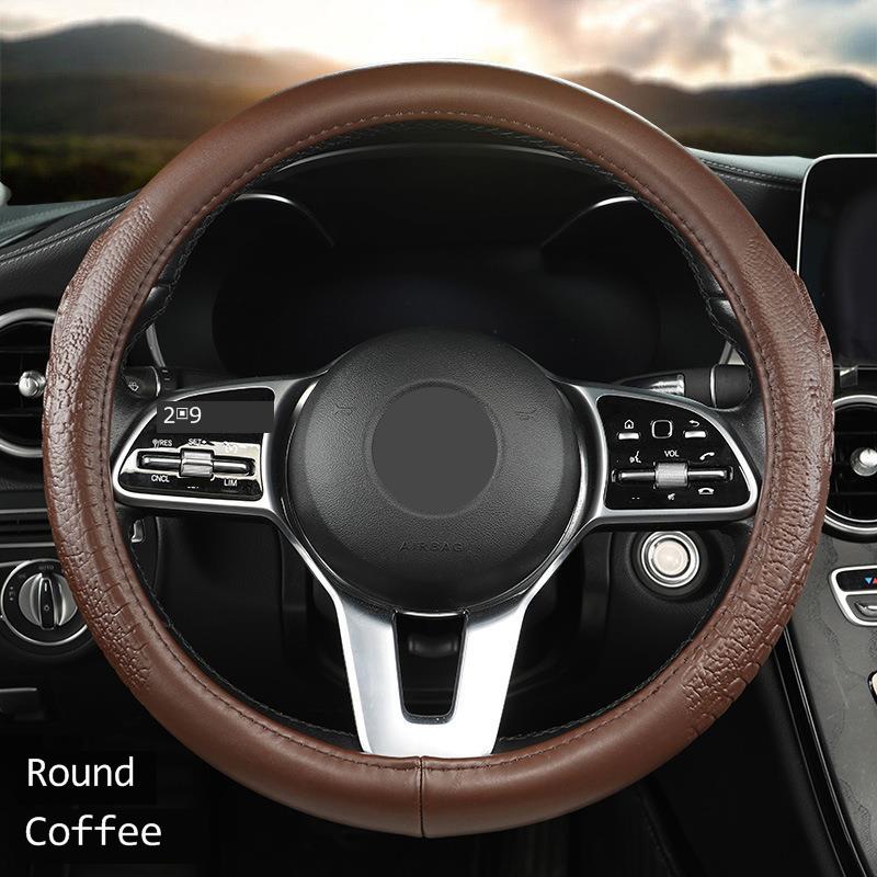 Crocodile Grain Steering Wheel Cover Rear Leather Protective Case Car Steering Wheel Universal Alligator Handle Cover D