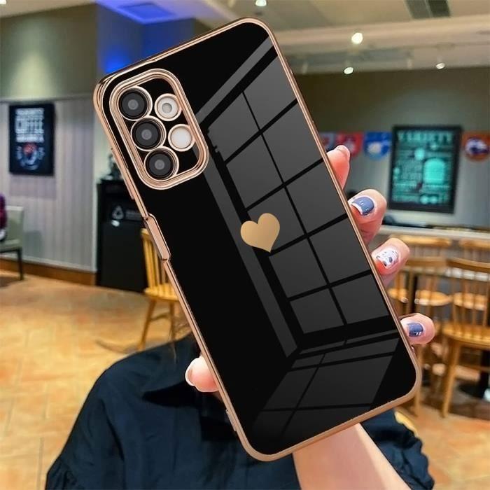 Case - Booling - for Samsung Galaxy A04s / A13 5G - Black - Heart Pattern - TPU with 2 Tempered Glasses