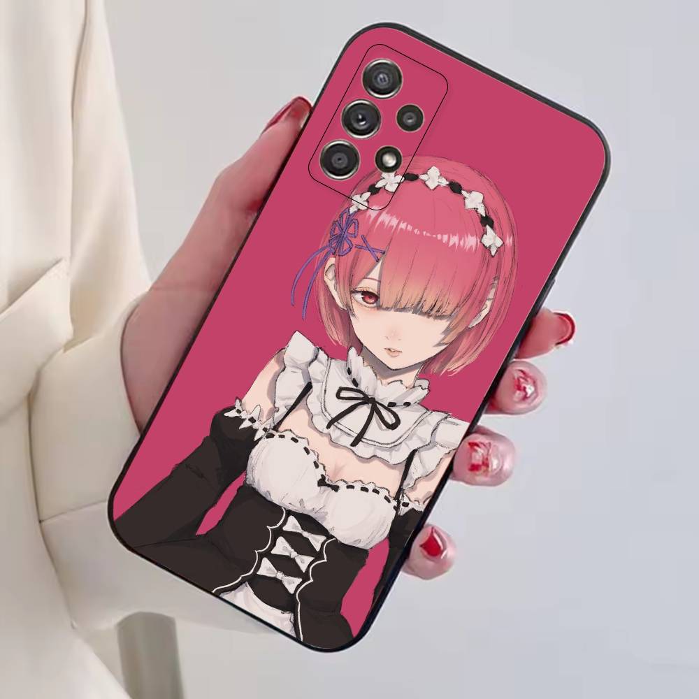 Anime Girl Re Zero R-Ram Phone Case For Samsung S25,S24,S21,S22,S23,S30,Ultra,S20,Plus,Fe,Soft Silicone Black Cover