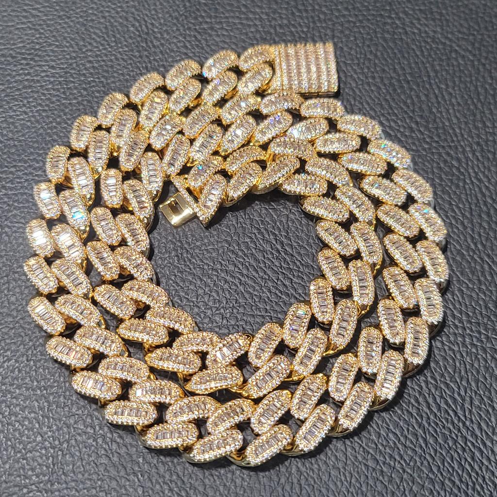 Módní Hip Hop Miami Kubánský Náhrdelník Řetízek Plný Diamantů 9mm 12mm 15mm 20mm 24mm Řetízky s Přívěskem Dlouhé Zapínání Spona Šperky Dárek
