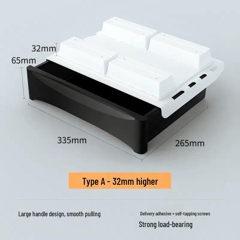 Hidden Under-Desk Adhesive Drawer for Workspace Organization