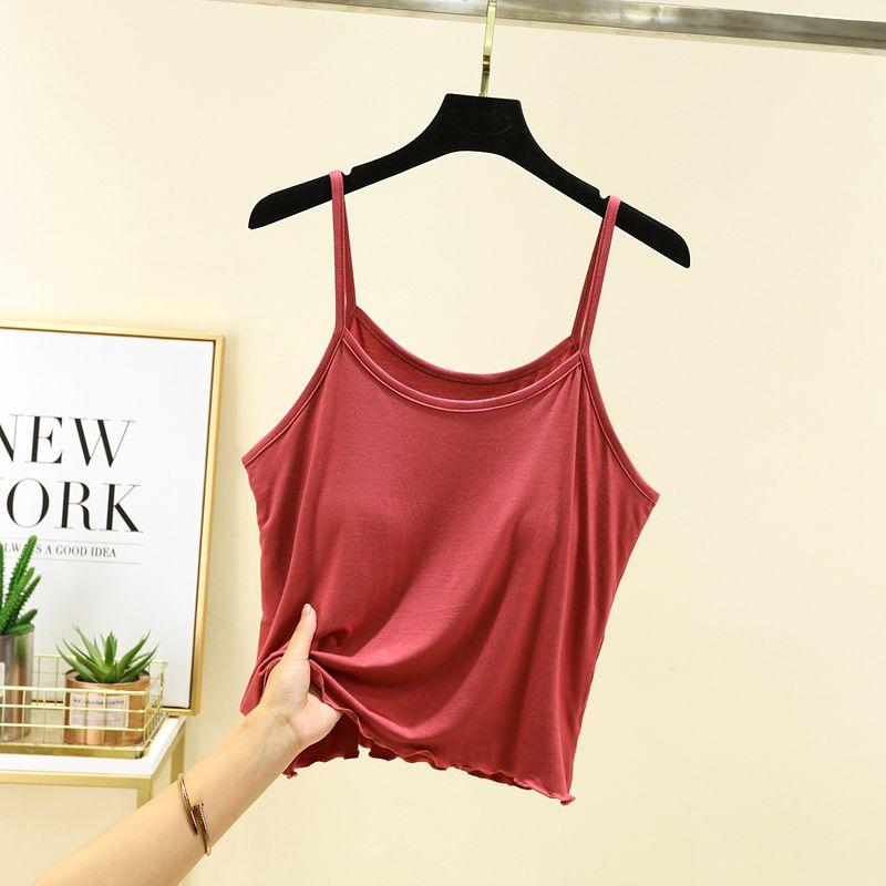 

Модальный слинг с внутренней нагрудной подушечкой, женская летняя тонкая футболка без рукавов, больших размеров, бесшовный бюстгальтер, цельный топ Brick Red 2XL (70.00 kg-80.00 kg recommended